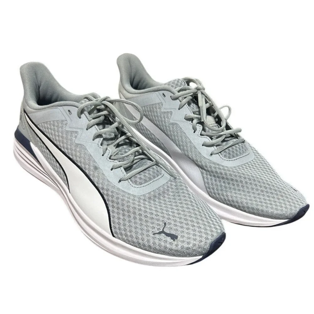 New PUMA Mens Size 13 Gray Mesh Navy Accent Lace Up Athletic Tennis Shoes